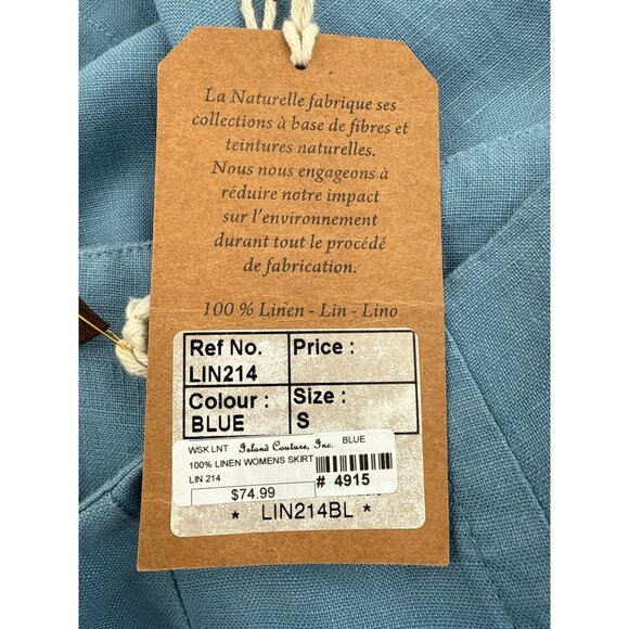La Naturelle Linen Womens Skirt S‎ Blue Eco-Friendly Sustainable - Picture 6 of 7